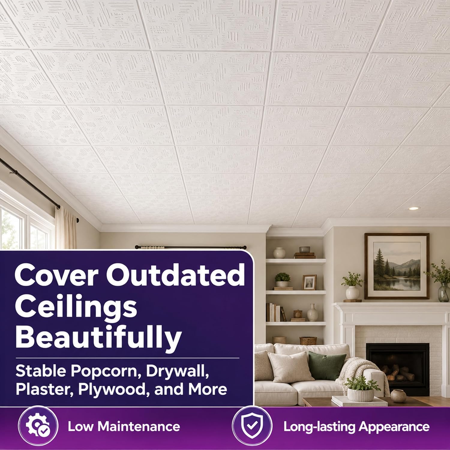 Country Wheat Foam Ceiling Tiles - 48-Pack - Image 9