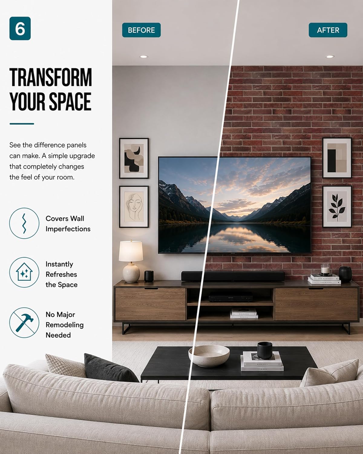 Red Brick Faux Wall Panels - 10-Pack - Image 7