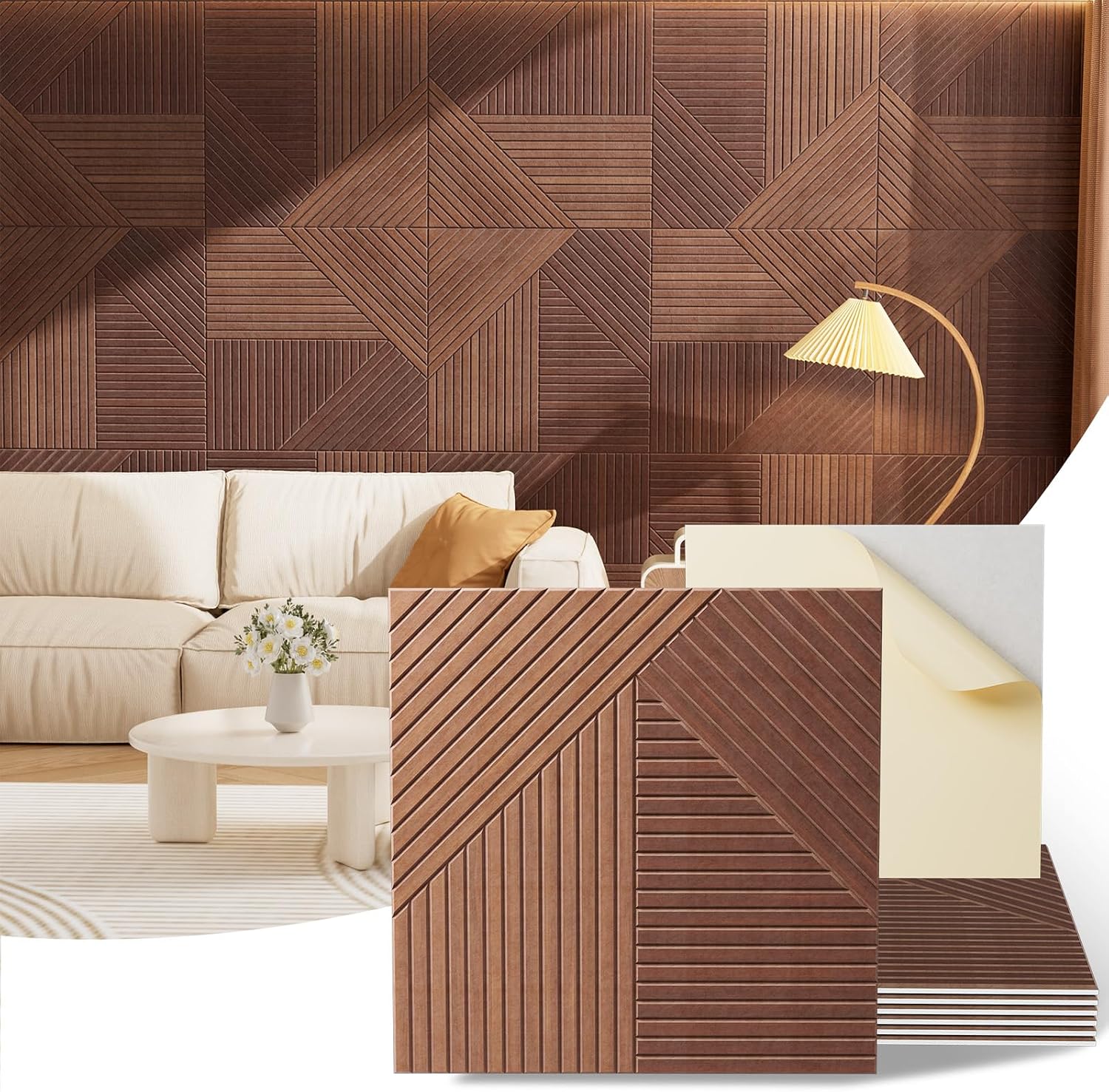 Walnut Acoustic Wall Panels - 6-Piece - Image 13