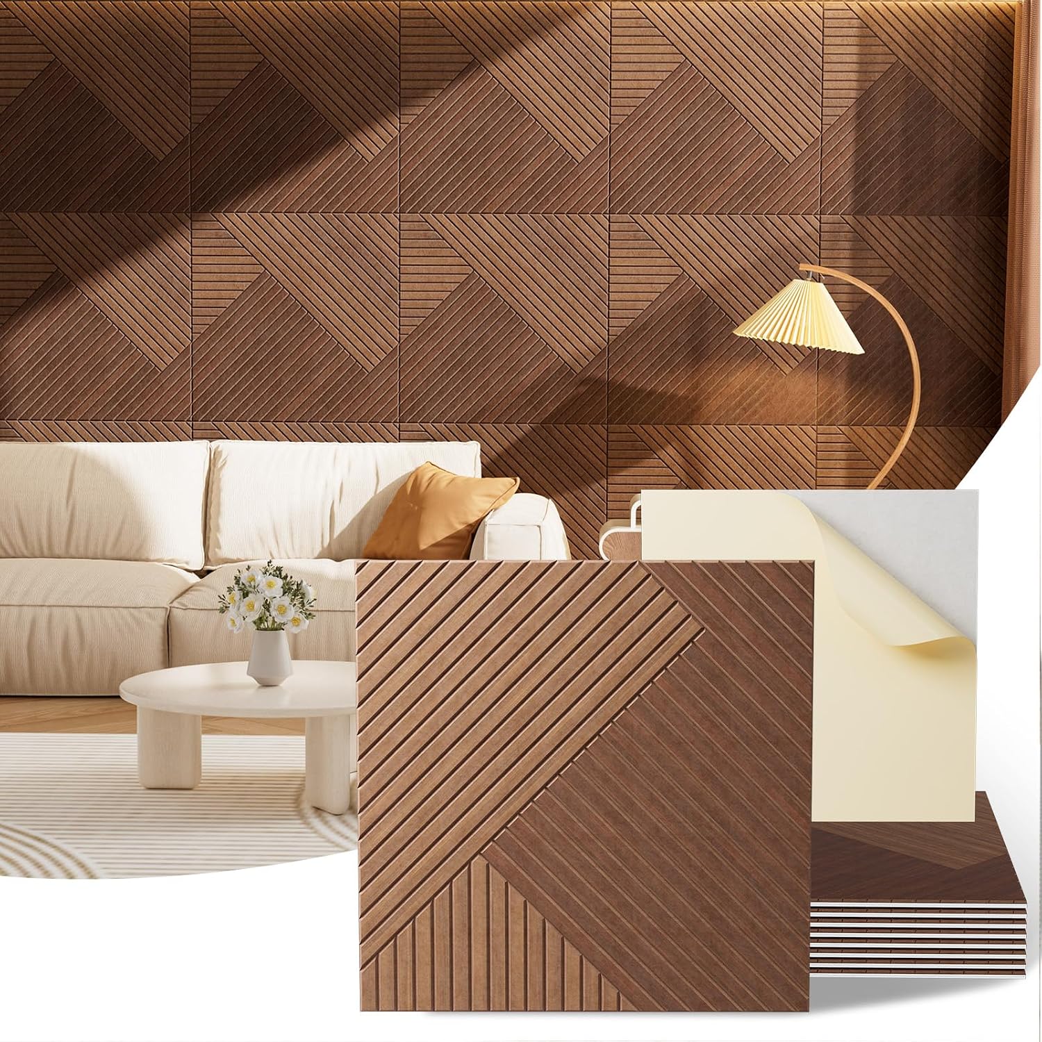 Walnut Acoustic Wall Panels - 6-Piece - Image 19