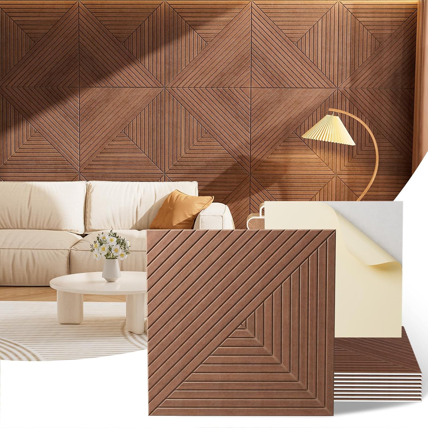 Walnut Acoustic Wall Panels - 6-Piece - Image 12