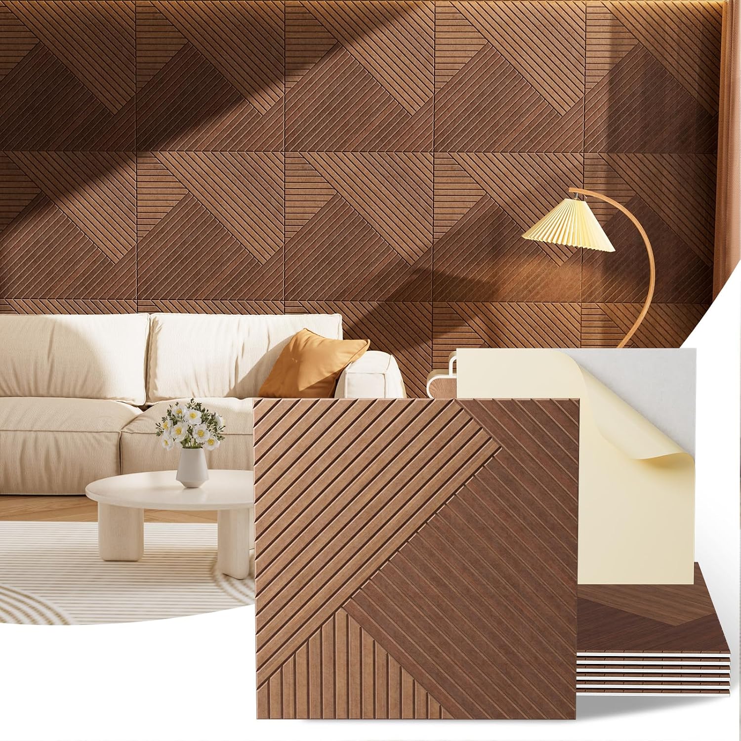 Walnut Acoustic Wall Panels - 6-Piece - Image 10