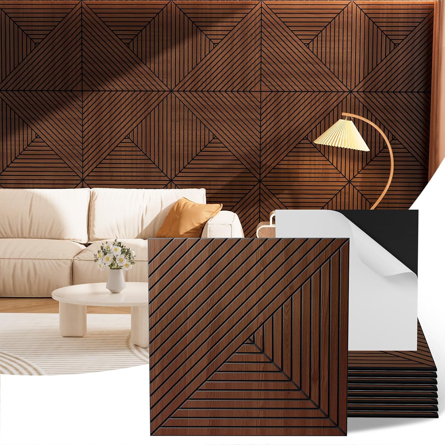 Walnut Acoustic Wall Panels - 6-Piece - Image 11