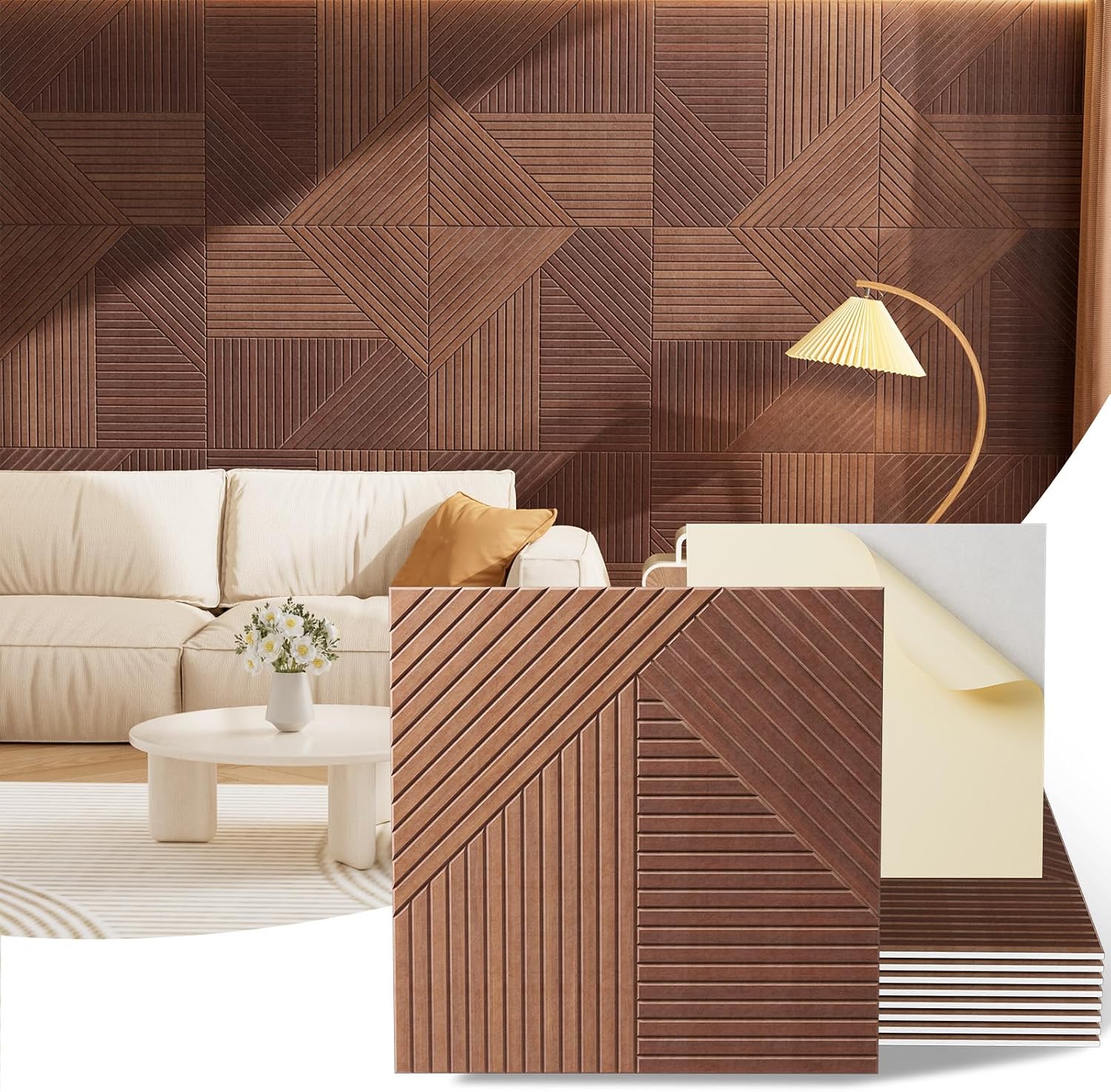 Walnut Acoustic Wall Panels - 6-Piece - Image 14