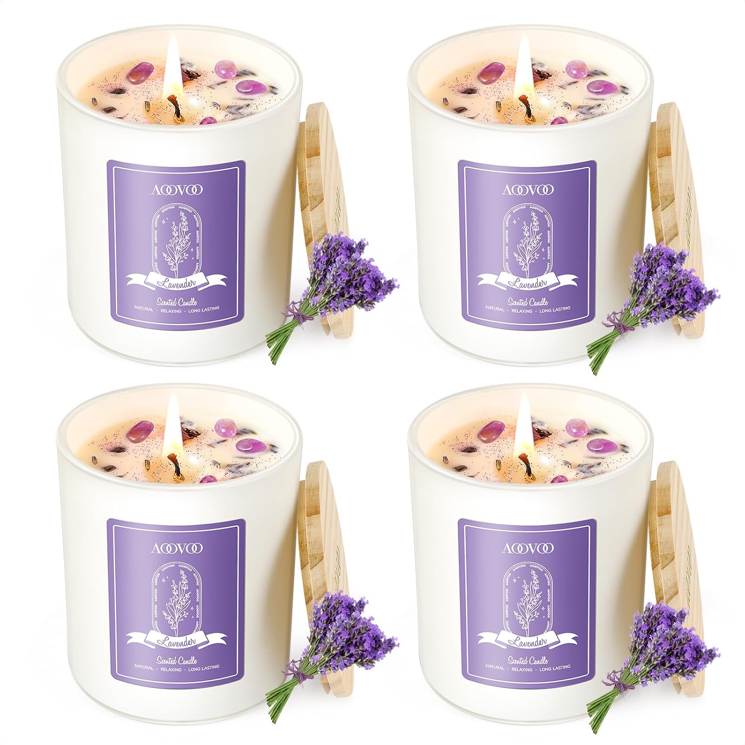 Lavender Scented Soy Wax Candles - 4-Pack