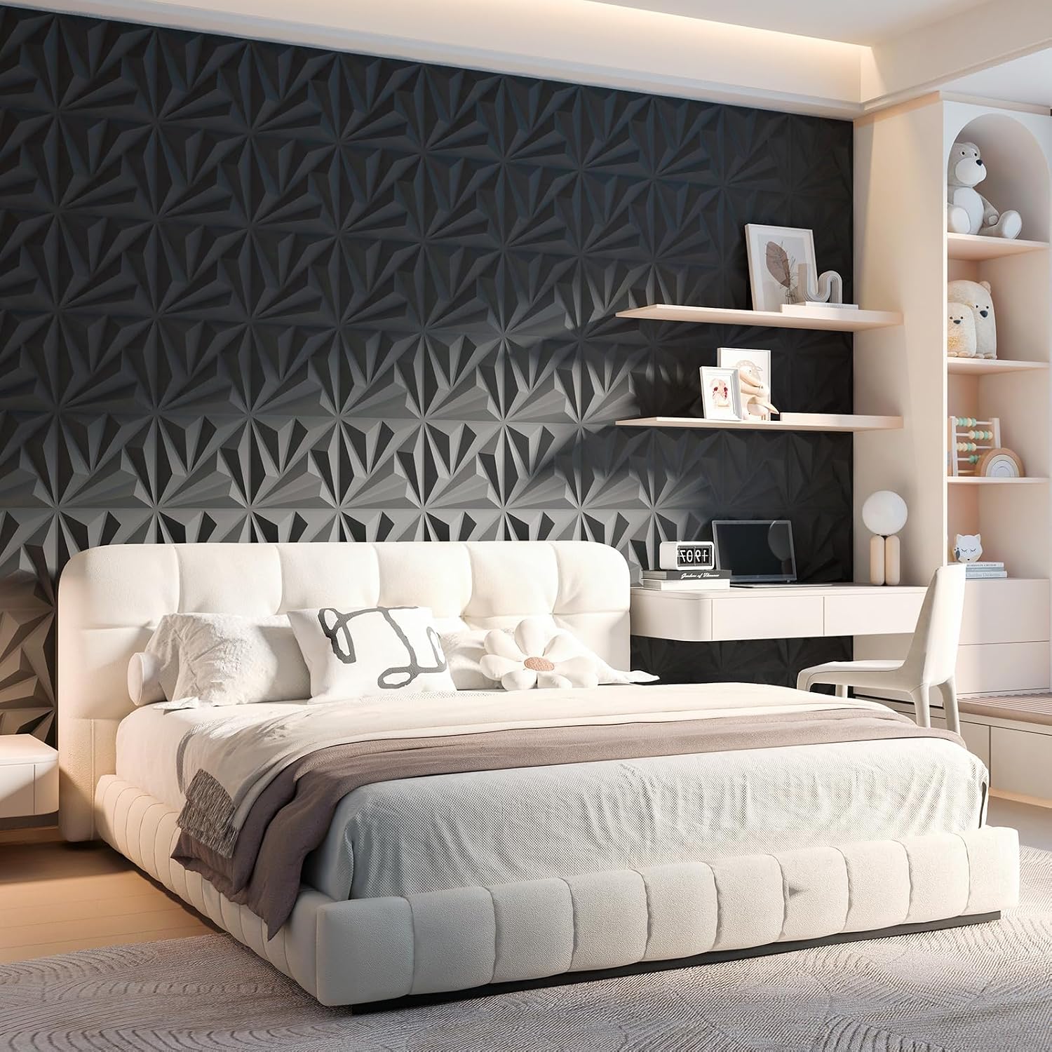 black PVC 3D wall panels - 20-Pack - Image 7