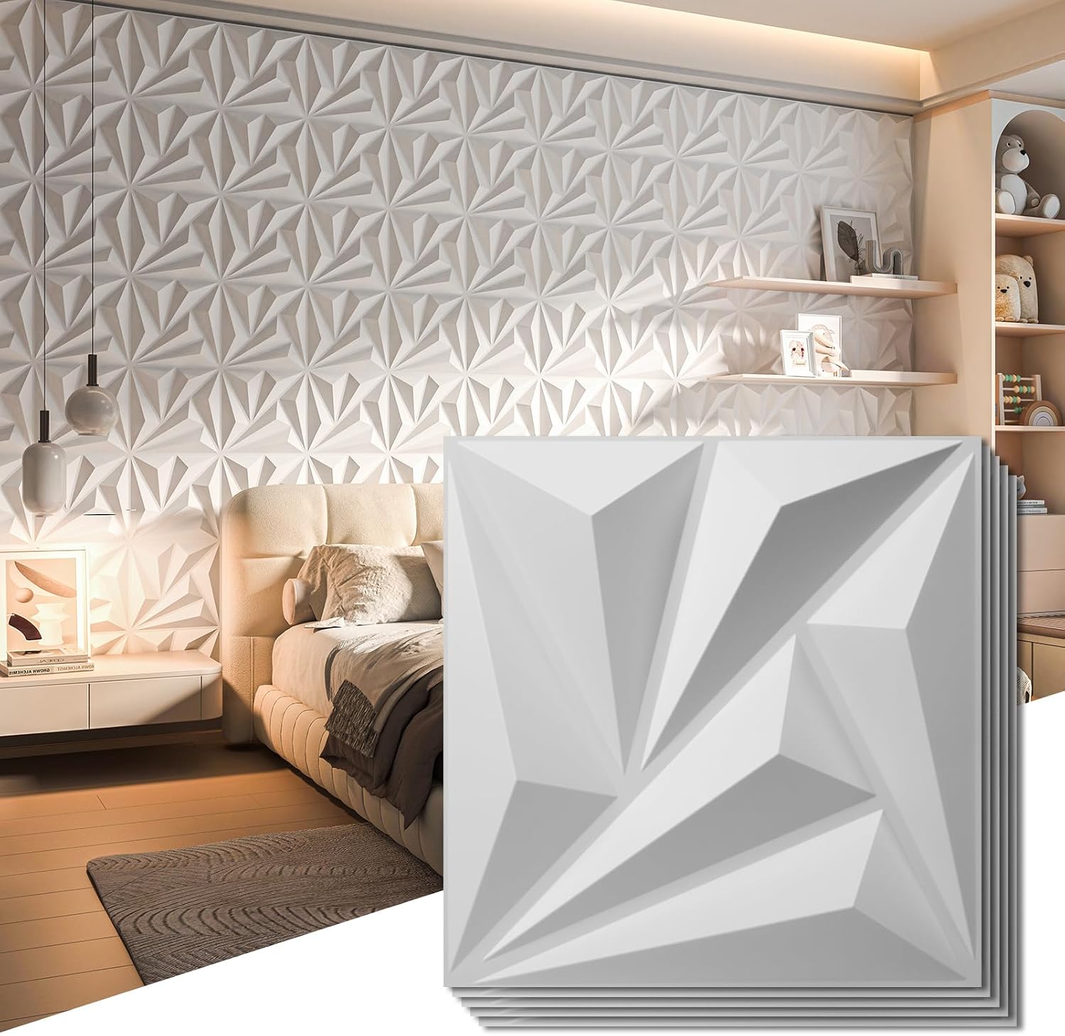 black PVC 3D wall panels - 20-Pack - Image 19