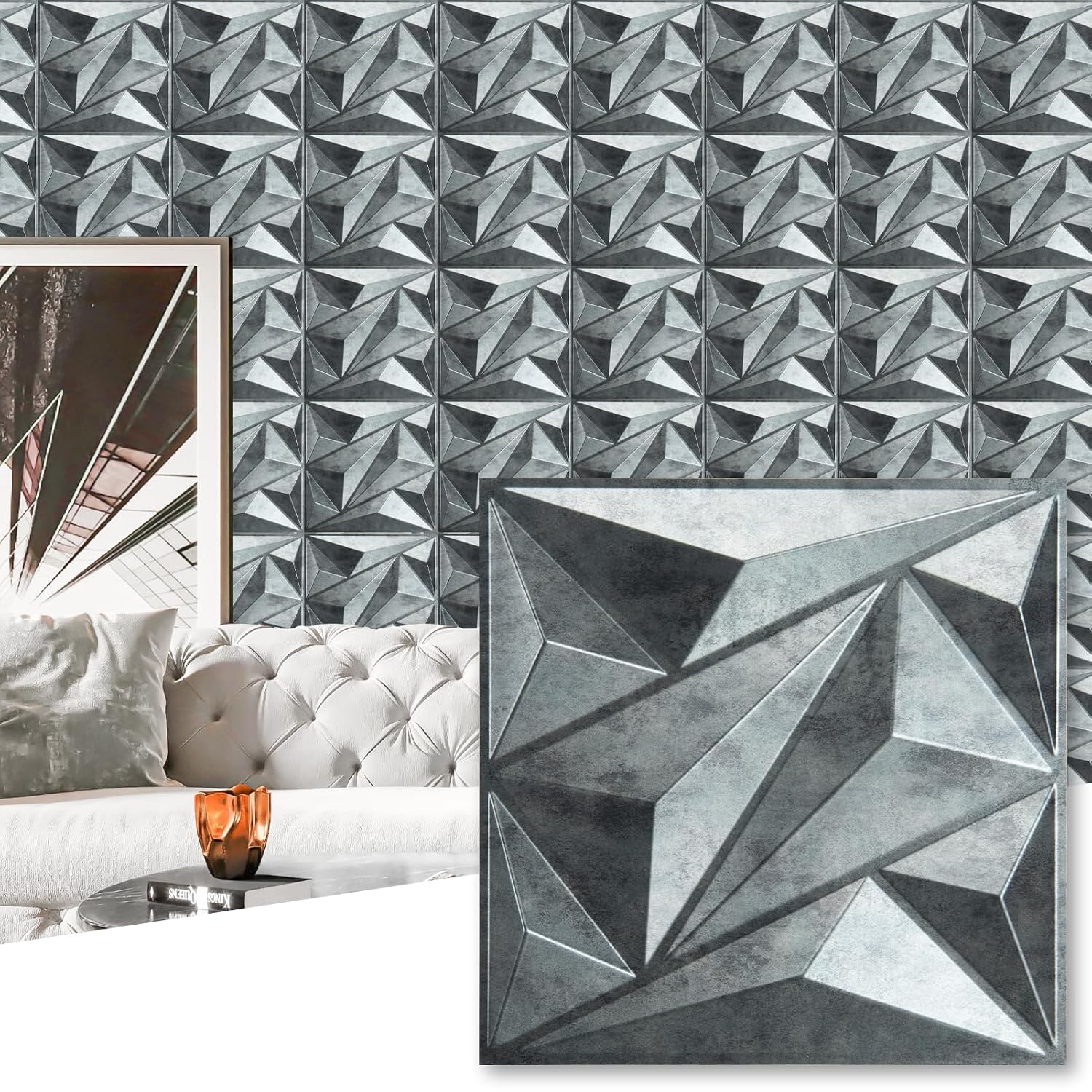 Black Diamond 3d Wall Panels - 33-Pack - Image 16