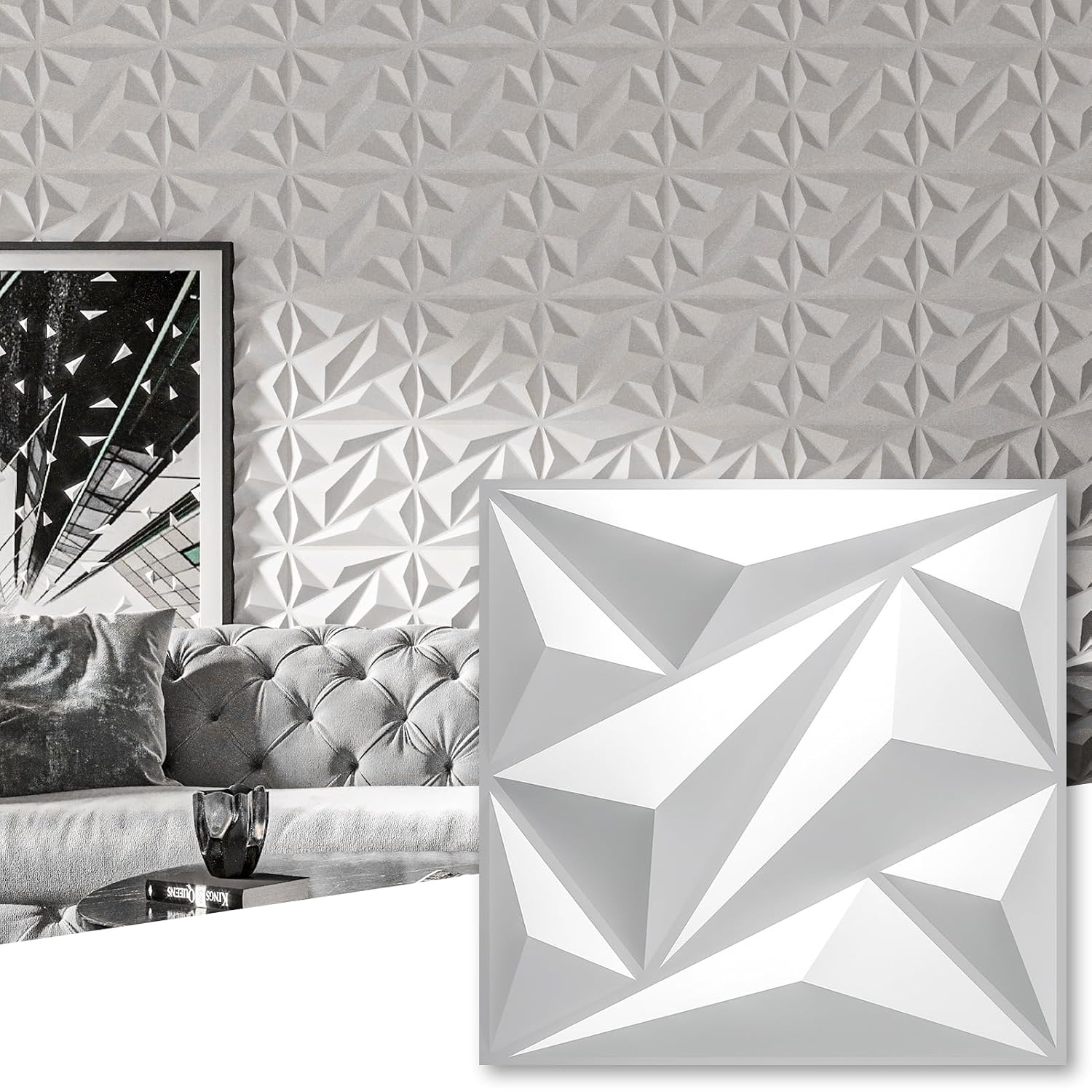 Black Diamond 3d Wall Panels - 33-Pack - Image 12