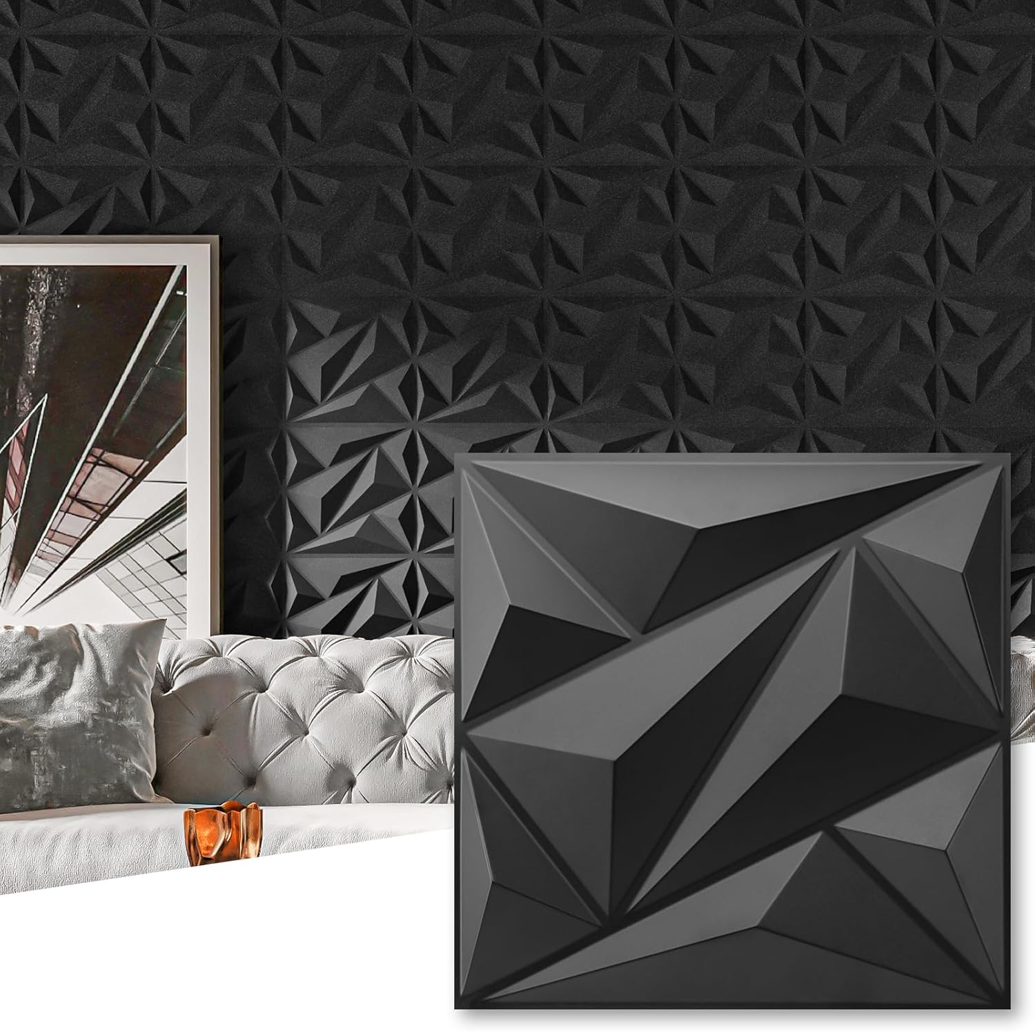 Black Diamond 3d Wall Panels - 33-Pack - Image 19