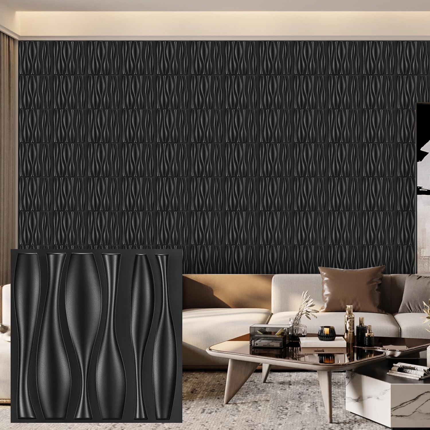 pack black PVC 3D wall panels - 30 - Image 13