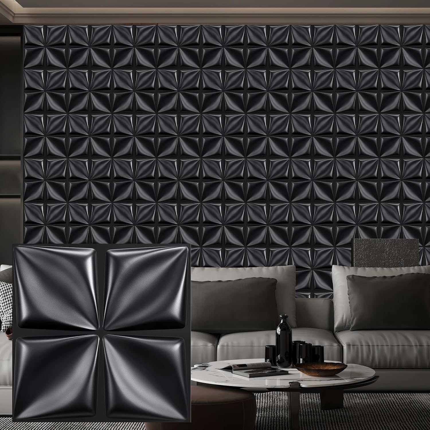 pack black PVC 3D wall panels - 30 - Image 11