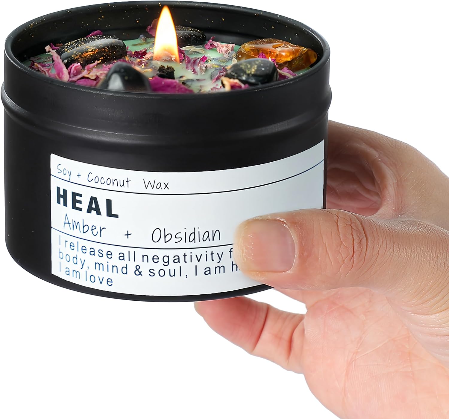 Amber Obsidian Scented Candle Tin