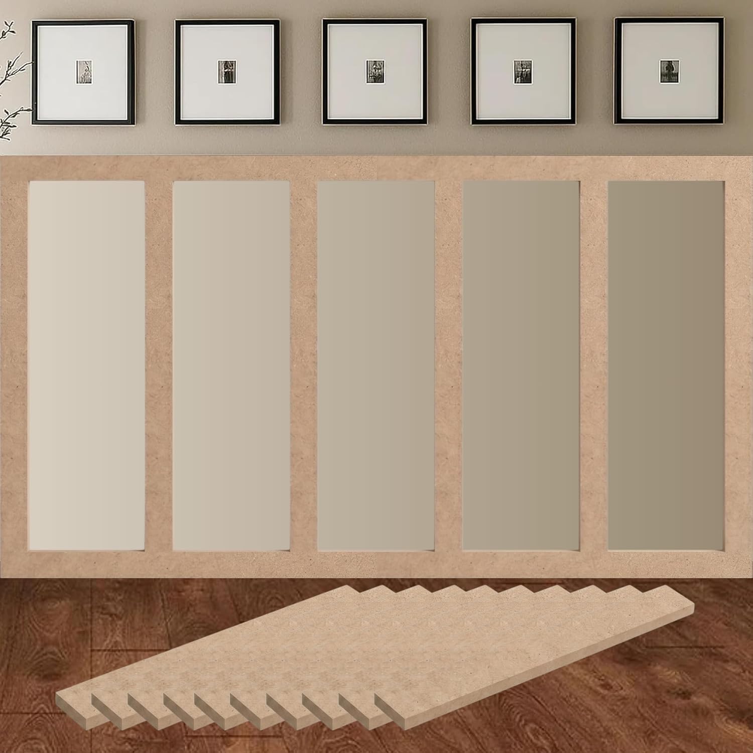 raw MDF wall molding slats - 10-Pack