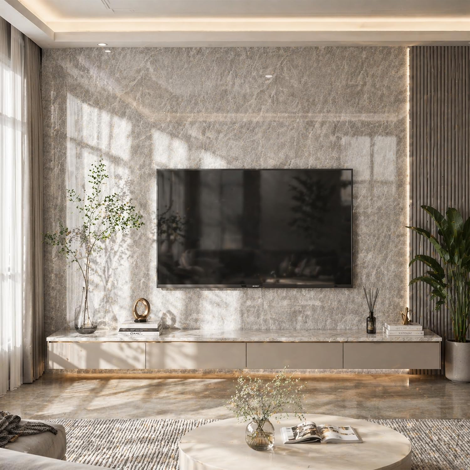 Grey Mist Marble Wallpaper - Image 8