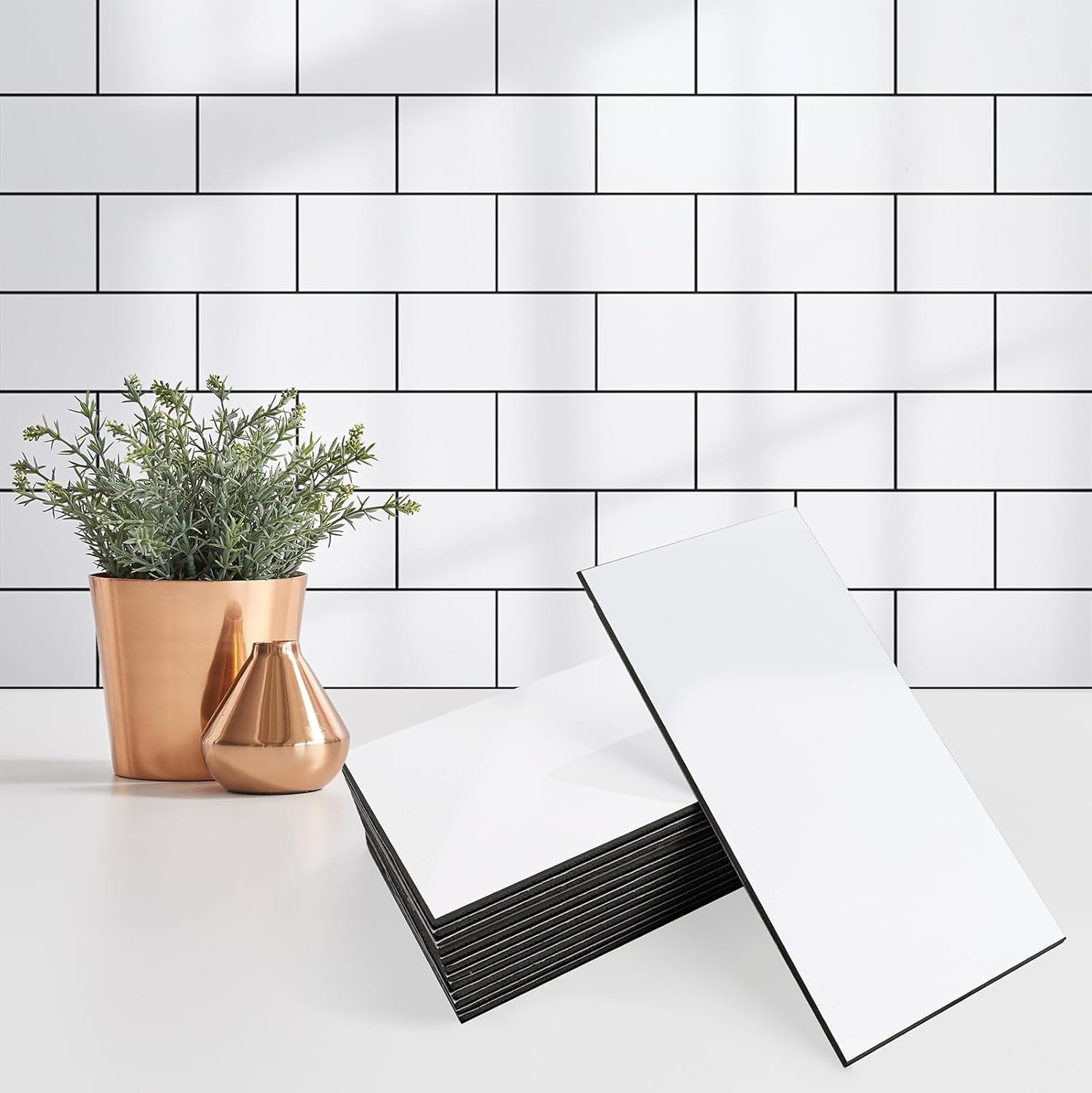 white PVC subway wall tiles - 100-Piece