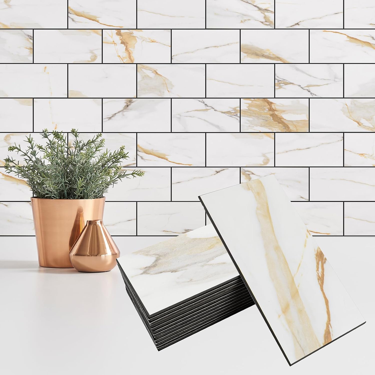 white PVC subway wall tiles - 100-Piece - Image 10