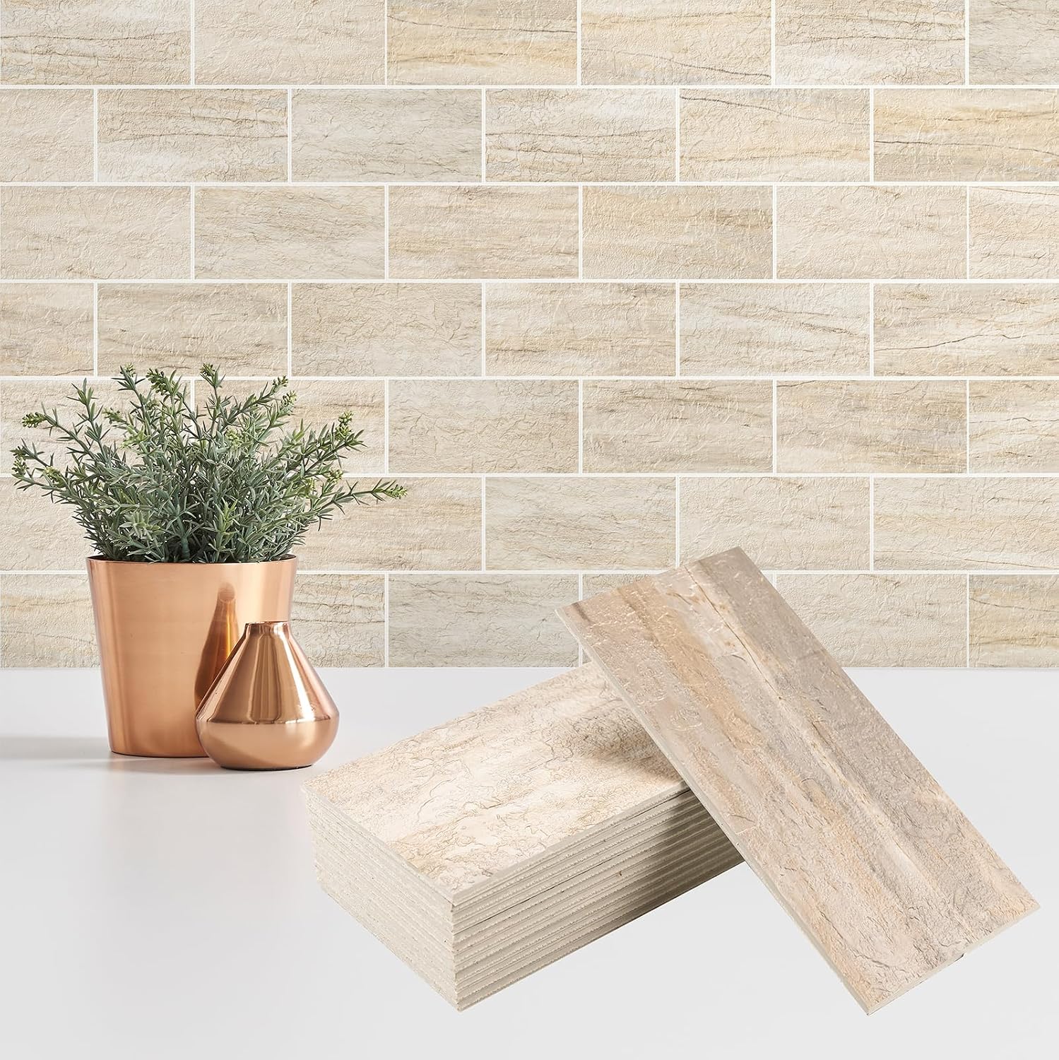 white PVC subway wall tiles - 100-Piece - Image 13