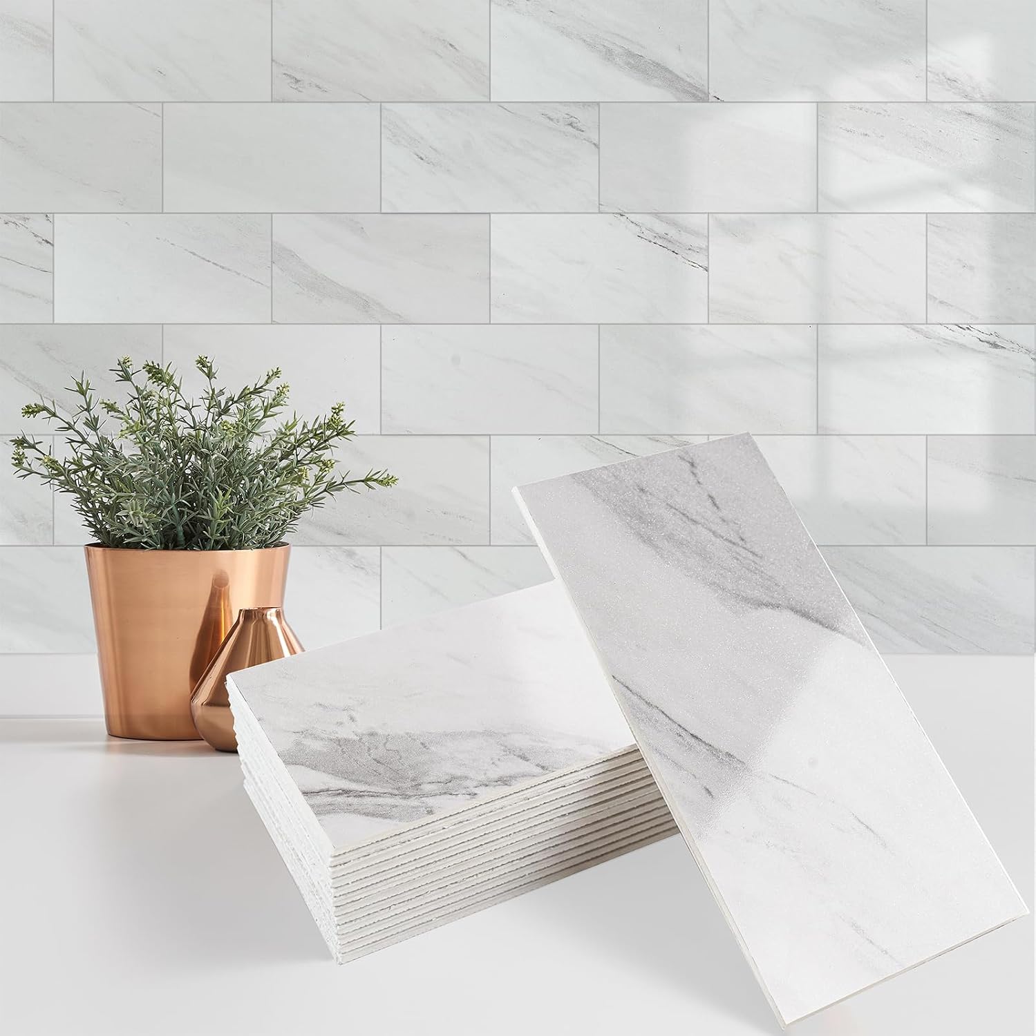 white PVC subway wall tiles - 100-Piece - Image 14
