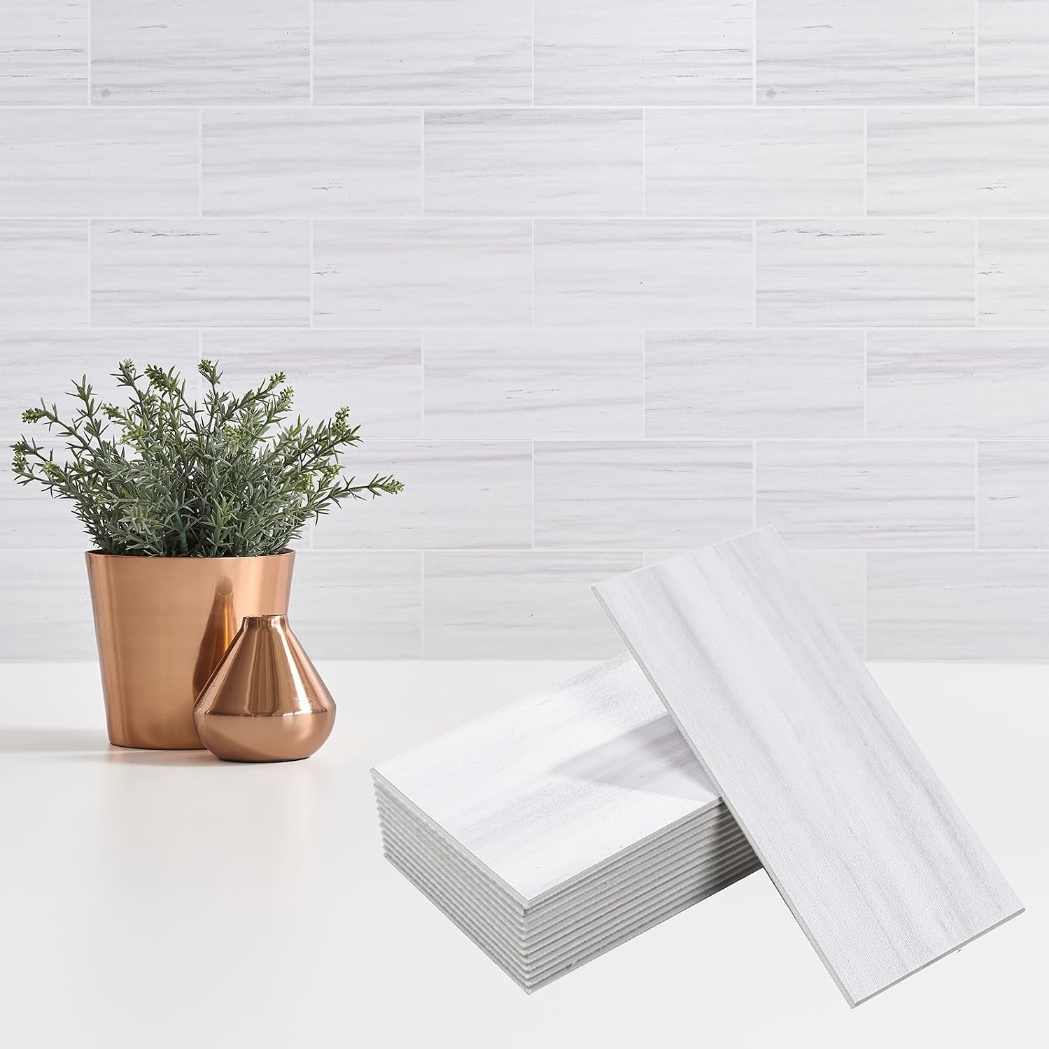 white PVC subway wall tiles - 100-Piece - Image 25