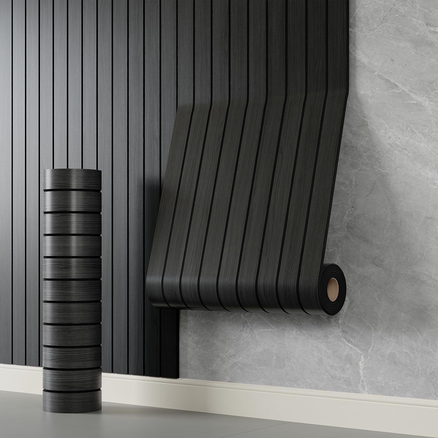 Black Wood Grain Slat Panel